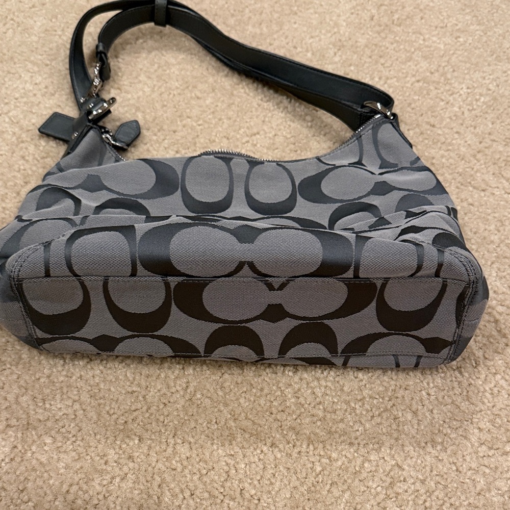 Coach Gray Signature Canvas Shoulder Bag with Buckle Flap - Picture 4 of 7